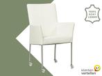 Leren eetkamerstoel Comfort met wieltjes en armleuning -, Huis en Inrichting, Stoelen, Overige kleuren, Nieuw, Leer, Ophalen of Verzenden