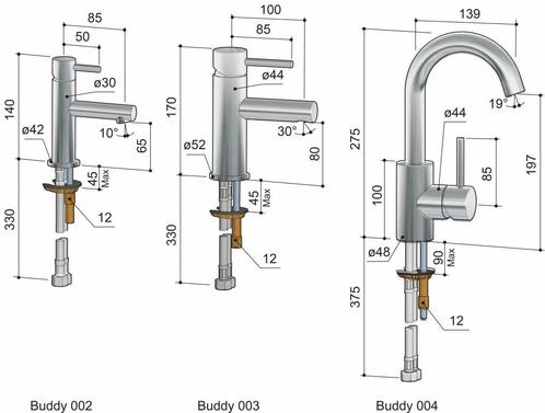 Wastafelmengkraan Hotbath Buddy 1-hendel Recht 14 cm, Doe-het-zelf en Verbouw, Sanitair, Ophalen of Verzenden