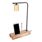 Tafellamp bureaulamp Lincoln E27 zwart goud hout, Huis en Inrichting, Lampen | Tafellampen, Verzenden, Nieuw
