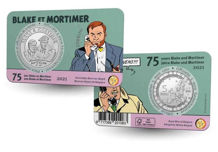 België 5 euro Blake et Mortimer 2021 coincard, Postzegels en Munten, Munten en Bankbiljetten | Verzamelingen, Verzenden