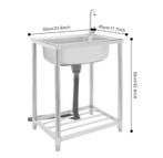 Vrijstaande RVS Spoelbak 60 cm met Kraan – 50 kg Draagvermog, Verzenden, Nieuw