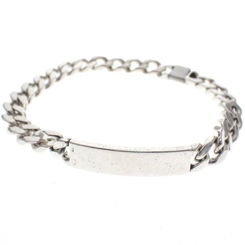 Massief zilveren armband met plaatje | 23 cm (zware armband), Sieraden, Tassen en Uiterlijk, Armbanden, Overige kleuren, Gebruikt