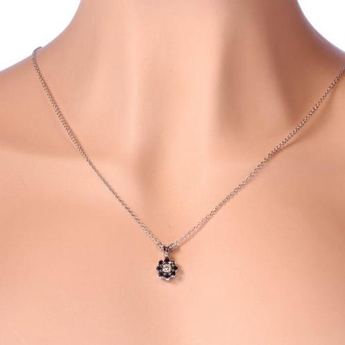 Halsketting - 18 karaat Witgoud - 0.70ct. tw. Saffier -, Sieraden, Tassen en Uiterlijk, Kettingen