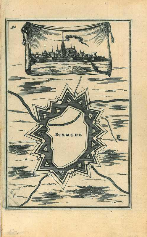Stadsplattegrond van Diksmuide, Antiek en Kunst, Kunst | Etsen en Gravures