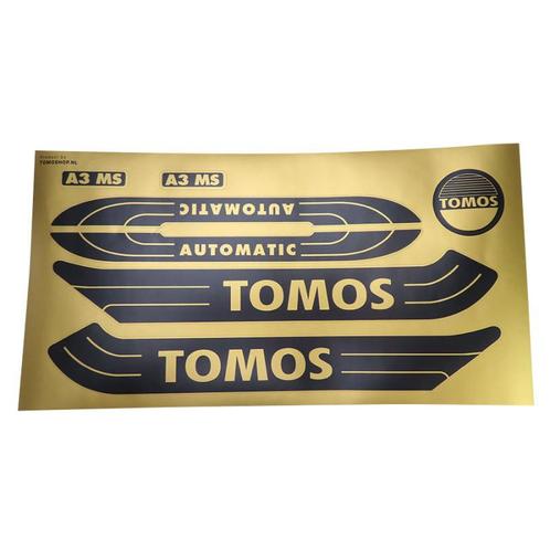 Sticker Tomos Automatic goud / zwart set universeel, Fietsen en Brommers, Brommeronderdelen | Algemeen, Nieuw, Ophalen of Verzenden
