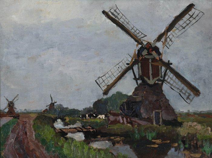 Willem Hendrik van der Nat (1864–1929) - Molens, Antiek en Kunst, Kunst | Schilderijen | Klassiek