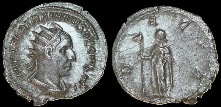 249-251 n Chr Trajan Decius ad 249-251 Ar Antoninianus 24..., Postzegels en Munten, Munten | Europa | Niet-Euromunten, Verzenden