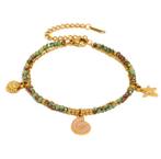 Boho kleurrijke armband - groene tinten - goud tinten, Nieuw