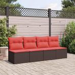 vidaXL Tuinbank met kussens 4-zits poly rattan bruin, Verzenden, Nieuw, Rotan