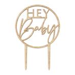 Taarttopper Hey Baby Hout 20cm, Verzenden, Nieuw