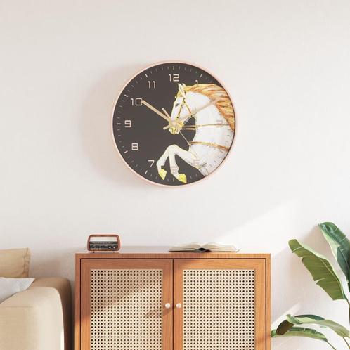 vidaXL Wandklok Ø29,5 cm polystyreen en glas goudkleurig en, Huis en Inrichting, Woonaccessoires | Klokken, Nieuw, Verzenden