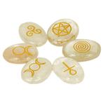 Wicca Symbolenstenen Bergkristal (Set van 6), Sieraden, Tassen en Uiterlijk, Nieuw, Verzenden