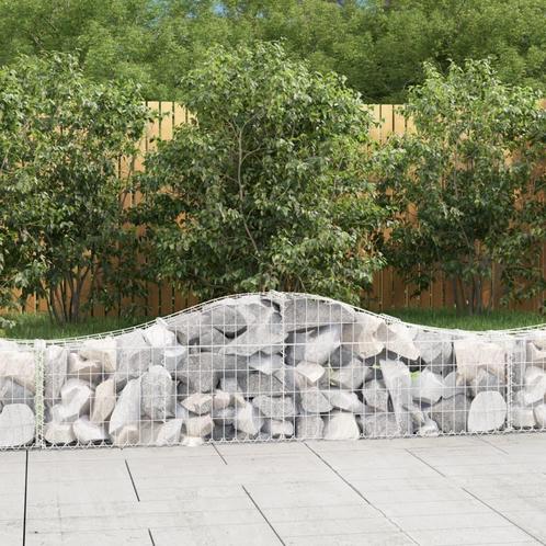 vidaXL Schanskorven 3 st gewelfd 200x30x40/60 cm, Tuin en Terras, Bloembakken en Plantenbakken, 100 cm of meer, Nieuw, Metaal