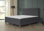 ACTIE! Boxspring Porto 140 200 Antraciet, Verzenden, Nieuw, 140 cm, Twijfelaar