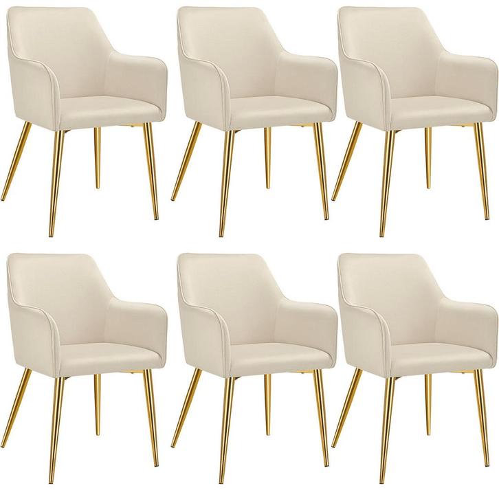 Eetkamerstoel Avane, fluweellook, gestoffeerd - beige, Set v, Huis en Inrichting, Stoelen, Verzenden