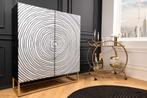 Massief houten hoge kast ZEN CIRCLES 120cm wit zwart, Huis en Inrichting, Kasten | Dressoirs, Ophalen of Verzenden, Nieuw
