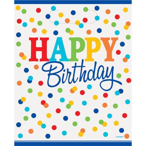 Uitdeelzakjes Happy Birthday Stippen Regenboog 8st, Hobby en Vrije tijd, Feestartikelen, Nieuw, Verzenden