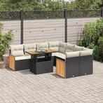vidaXL 9-delige Loungeset met kussens poly rattan acacia, Verzenden, Nieuw, Rotan, Loungeset