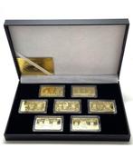 7 x USA Maritime Gold 24K Plated Bars Set, Souvenir Gift. (