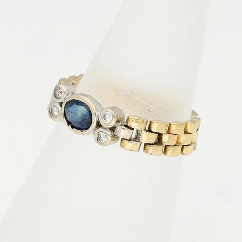 Ring - 18 karaat Geel goud Diamant (Natuurlijk) - Saffier, Sieraden, Tassen en Uiterlijk, Ringen