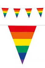 Vlaggetjes Regenboog Vlaggenlijn Vlaggen Slinger Gekleurd Pr, Ophalen of Verzenden, Nieuw, Feestartikel, Carnaval