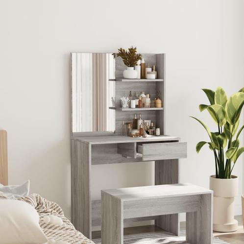 vidaXL Kaptafel met spiegel 74,5x40x141 cm grijs sonoma, Huis en Inrichting, Tafels | Salontafels, 50 tot 100 cm, Nieuw, Overige houtsoorten