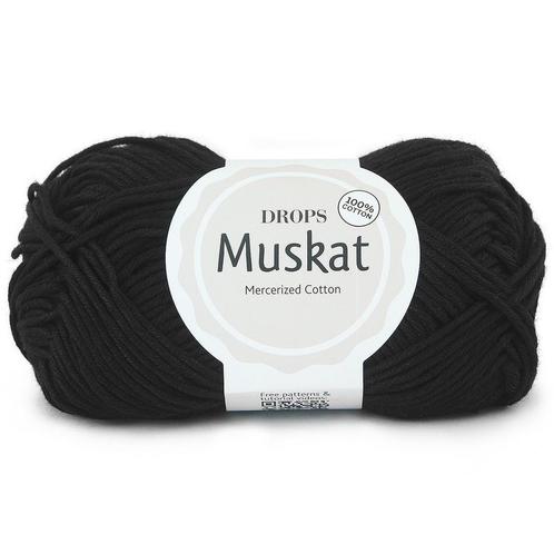 DROPS Muskat Uni Colour - 17 zwart - Katoen Garen, Hobby en Vrije tijd, Breien en Haken, Ophalen of Verzenden