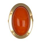 Ring - 18 karaat Geel goud Koraal, Sieraden, Tassen en Uiterlijk, Ringen, Nieuw