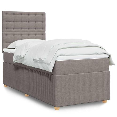 vidaXL Boxspring met matras stof taupe 90x190 cm, Huis en Inrichting, Slaapkamer | Bedden, 90 cm, 190 cm of minder, Eenpersoons