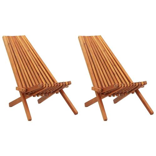 vidaXL Loungestoelen inklapbaar 2 st massief acaciahout, Tuin en Terras, Tuinstoelen, Nieuw, Hout, Verzenden