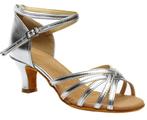 Latin Salsa Dames Dansschoenen in zilver PU leer met een 5 c, Ophalen of Verzenden, Nieuw, Schoenen