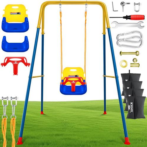 Babyschommel met frame 3-in-1 - hoogte 155 cm - binnen en, Kinderen en Baby's, Speelgoed | Buiten | Speeltoestellen, Verzenden