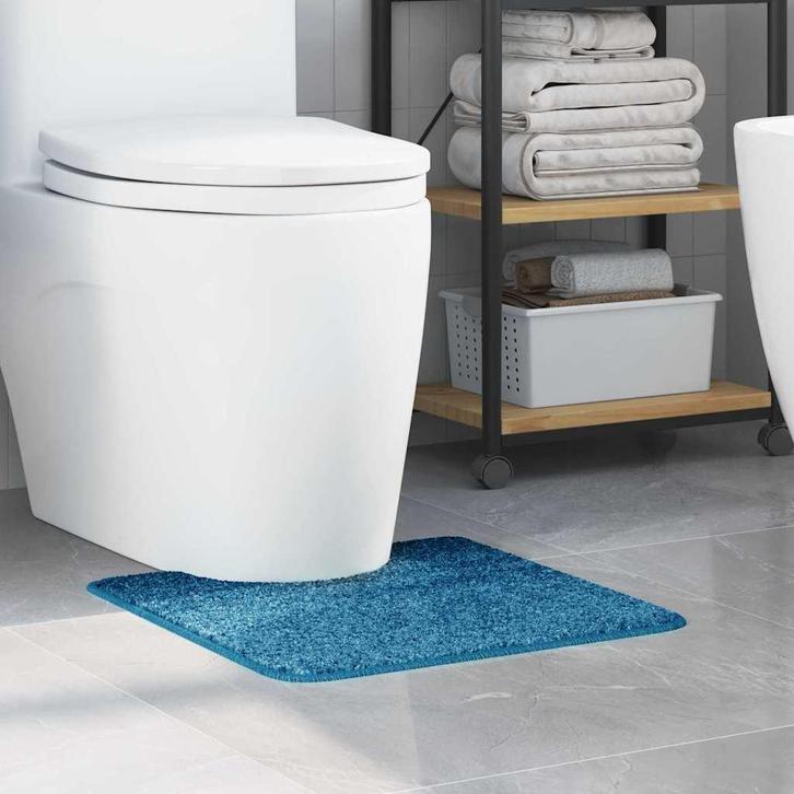 vidaXL Antislip Badmat met Toilet Cut Blauw 50 x 50 cm PP, Huis en Inrichting, Badkamer | Badtextiel en Accessoires, Blauw, Nieuw