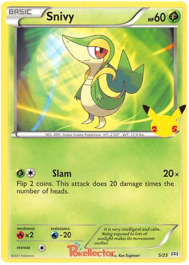 Snivy 05/25 Promo 25TH ANNIVERSARY MC DONALDS, Hobby en Vrije tijd, Verzamelkaartspellen | Pokémon, Losse kaart, Nieuw, Foil, Ophalen of Verzenden