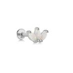 925 zilveren crown piercing met 3 mini witte opaaltjes, Verzenden, Nieuw, Zilver