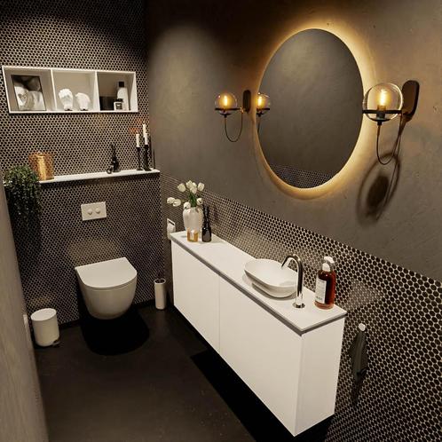 MONDIAZ FOWY toiletmeubel 120cm kleur talc. Waskom positie, Doe-het-zelf en Verbouw, Sanitair, Bad, Nieuw, Ophalen of Verzenden