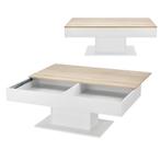 Salontafel Lünen met opbergruimte 110x60x40 cm eiken en wit, Huis en Inrichting, Verzenden, Nieuw