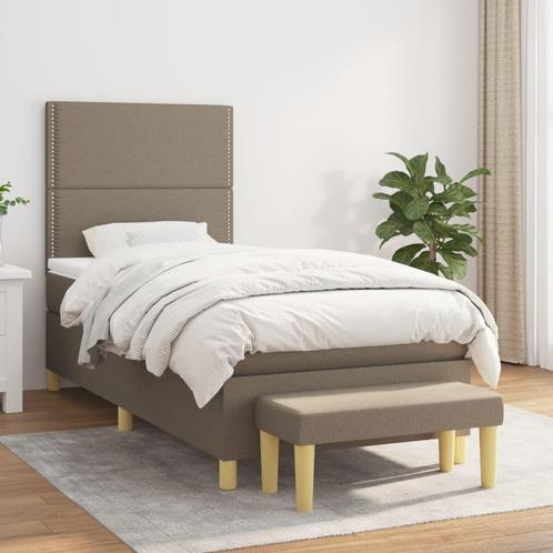 vidaXL Boxspring met matras stof taupe 100x200 cm, Huis en Inrichting, Slaapkamer | Bedden, 100 cm, 200 cm, Eenpersoons, Nieuw