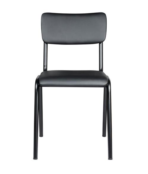 Stapelbare 4 poots stoel Indy leder Zwart Leer, Huis en Inrichting, Stoelen, Ophalen of Verzenden