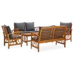 vidaXL 5-delige Loungeset met kussens massief acaciahout, Verzenden, Nieuw, Hout, Loungeset