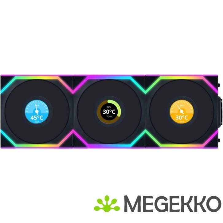 Lian Li UNI FAN SL Wireless LCD 120mm 3-Pack Black, Computers en Software, Computerkoelers, Nieuw, Verzenden