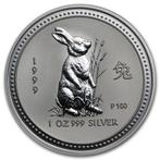 Lunar I - Year of the Rabbit - 1 oz 1999 (63.644 oplage), Verzenden, Losse munt, Zilver