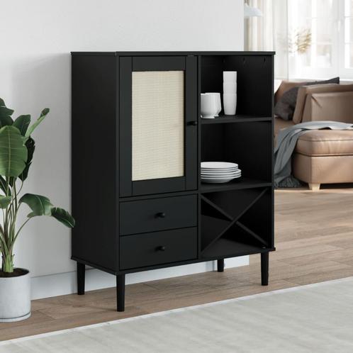 vidaXL buffetkast SENJA 90x40x112 cm rattan look grenenhout, Huis en Inrichting, Kasten | Buffetkasten, 25 tot 50 cm, Nieuw, Grenenhout