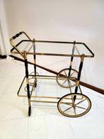 Serveerwagen - Glas, Hout, Messing - Servieswagen