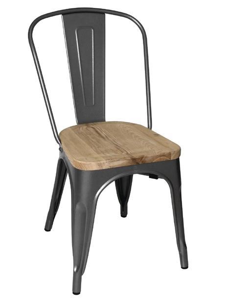 Bistro Stalen Stoel met Houten Zitting | Grijs | 85.5(h)x..., Zakelijke goederen, Horeca | Keukenapparatuur, Verzenden