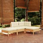 vidaXL 4-delige Loungeset met crèmekleurige kussens massief, Verzenden, Nieuw, Loungeset