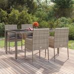 vidaXL Tuinstoelen 4 st met kussens poly rattan grijs, Tuin en Terras, Tuinstoelen, Verzenden, Nieuw, Rotan