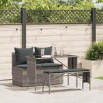 vidaXL 3-delige Tuinset met kussens poly rattan grijs, Tuin en Terras, 4 zitplaatsen, Nieuw, Tuinset, Verzenden