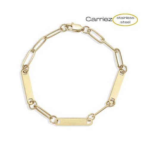 Paperclip drie namen  armband goud premium stainless steel, Sieraden, Tassen en Uiterlijk, Armbanden, Nieuw, Verzenden
