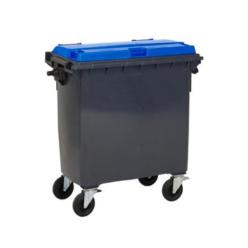 Afvalcontainer 4 Wiel 770 Liter Grijs/Blauw - voor beschikbaar voor biedingen